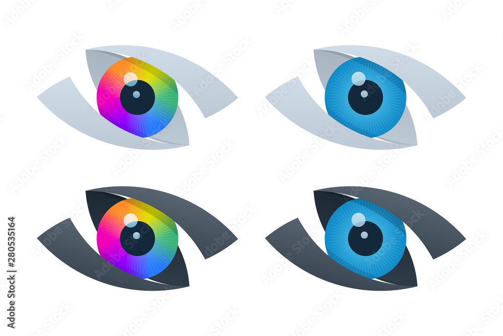 Abstract vision icons with eyeballs Abstract vision icons with eyeballs