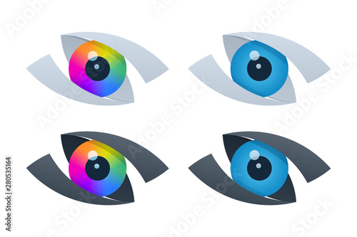 Abstract vision icons with eyeballs