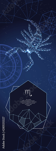 Template for astrological banner. Scorpio zodiac sign.