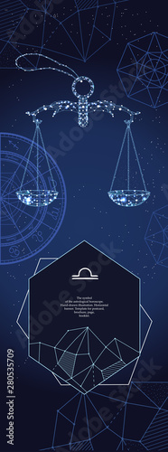 Template for astrological banner. Libra zodiac sign.