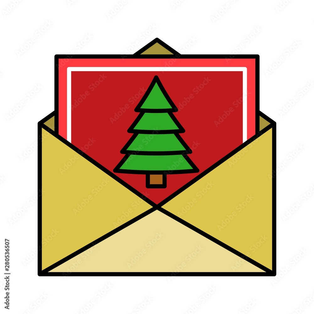 Fototapeta premium letter invitation envelope decoration Christmas filled editable outline icon.