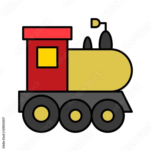 transportation railway train journey Christmas filled editable outline icon.