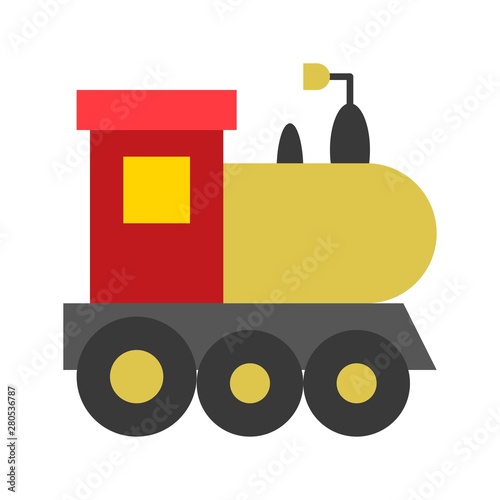 transportation railway train journey Christmas flat design icon.