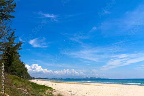 Fototapeta Naklejka Na Ścianę i Meble -  Beach Ban Krut Beach with pine and hot sunshine at  Prachuap Khirikhun Province, Thailand is famous for travel.