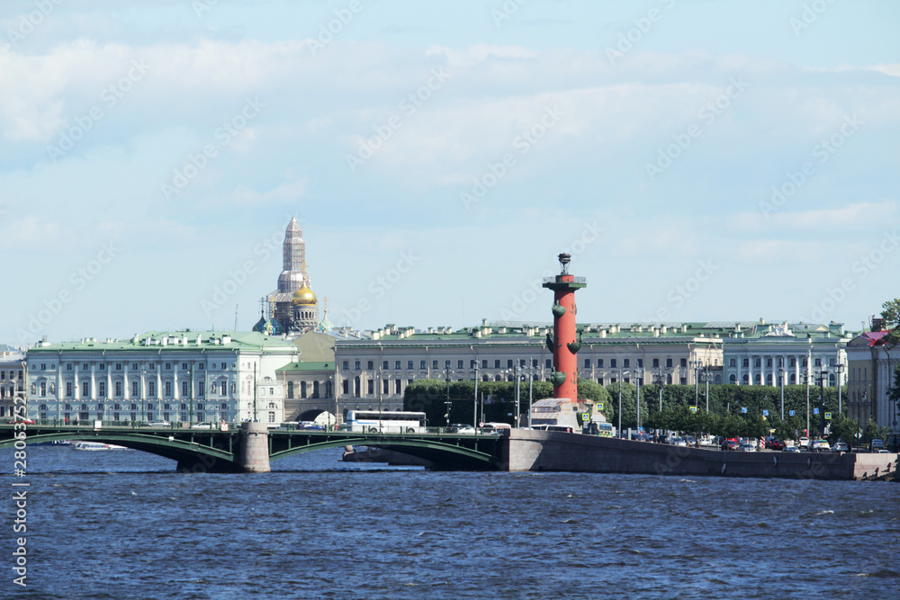 The panorama of embankments and Winter Palace in Saint-Petersburg, Russia	