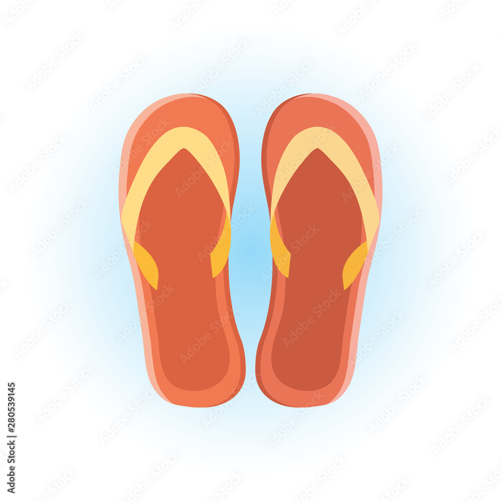 Red flip-flops for the beach made in vector. Isolated objects on white background. Flat vector. Icons for the Internet, websites, social networks. Red flip-flops for the beach made in vector. Isolated objects on white background. Flat vector. Icons for the Internet, websites, social networks.