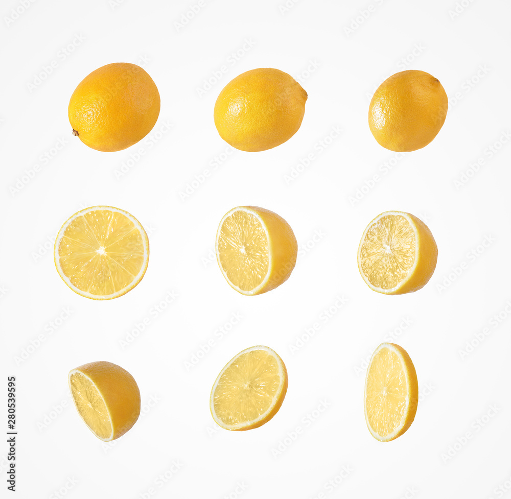 Juice colorful lemon isolat on white background.