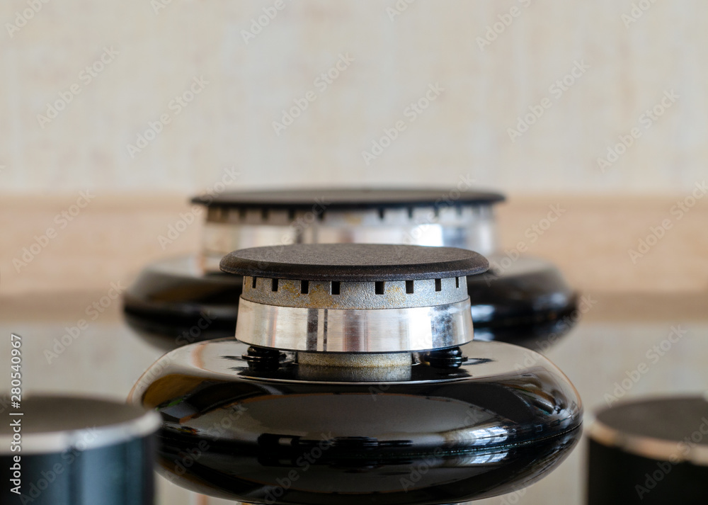 Two gas burners without flame