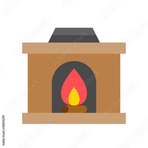 wood fireplace decoration in room winter related icon