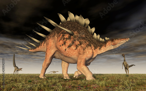 Kentrosaurus und Velociraptor © Michael Rosskothen