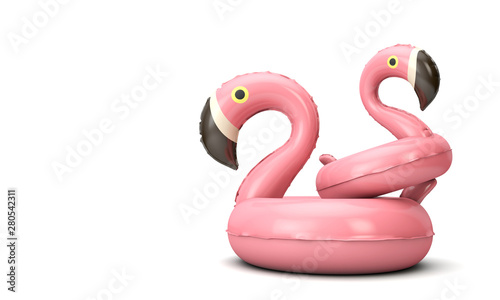 Konstfotografi Summertime pink inflatable falmingo on a white background