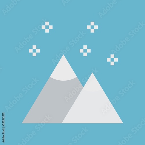 snowy white rock mountains winter pictogram icon
