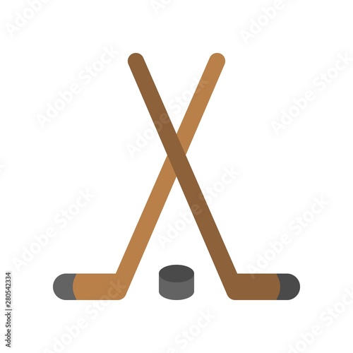 hockey sticks and ball goal winter flat icon