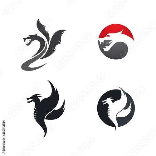 Fototapeta Naklejka Na Ścianę i Meble -  Dragon head logo vector icon