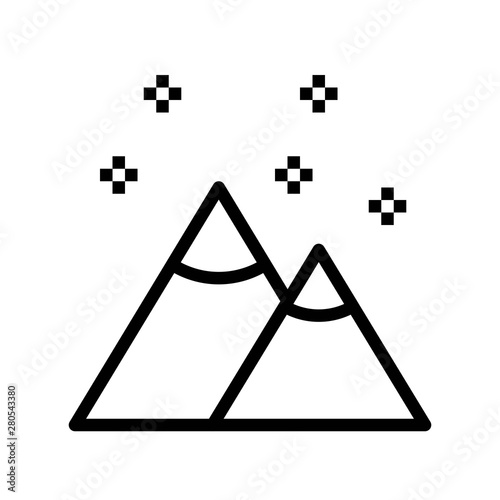 snowy white rock mountains winter filled outline icon editable stroke.