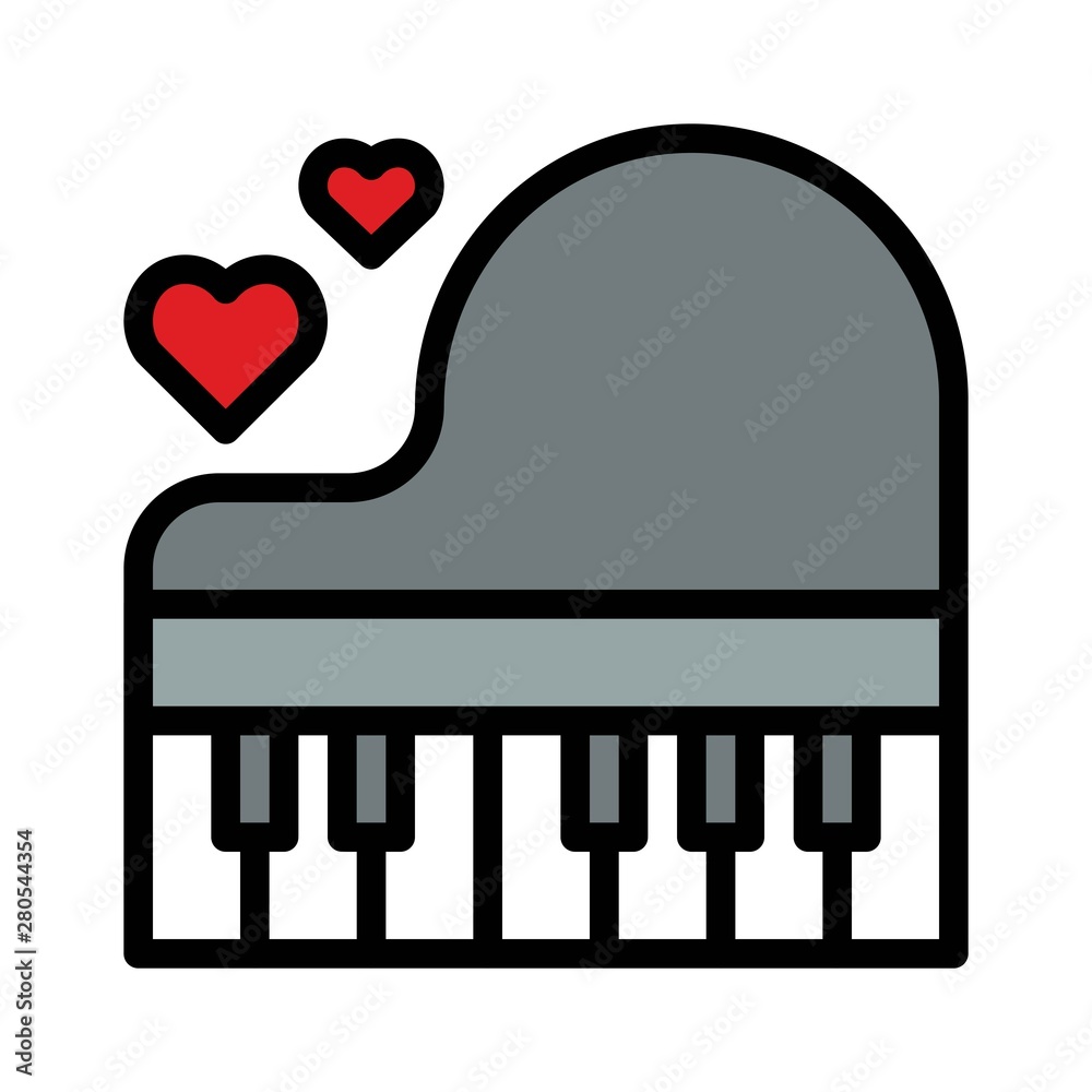 Piano vector, wedding related fiiled style editable outline icon Piano vector, wedding related fiiled style editable outline icon