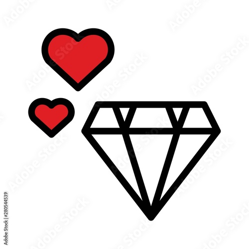 Diamond vector, wedding related fiiled style editable outline icon photo