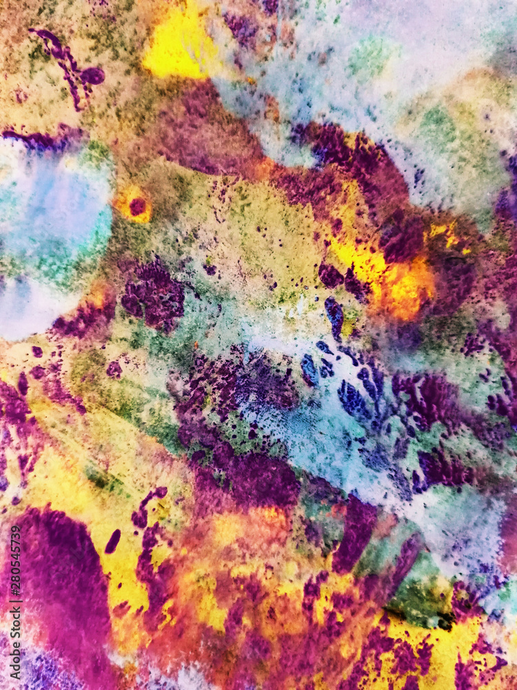 Abstract background, hand-painted texture, watercolor painting, drops of paint, paint smears. Design for backgrounds, wallpapers, covers and packaging.Banner for text, grunge element for decoration.