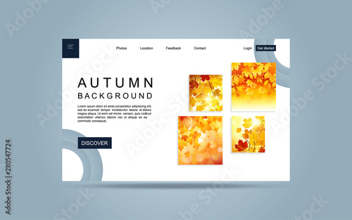 Landing Page, Website, Abstract Background Autumn Landscape template for website. Modern Minimal Eps 10