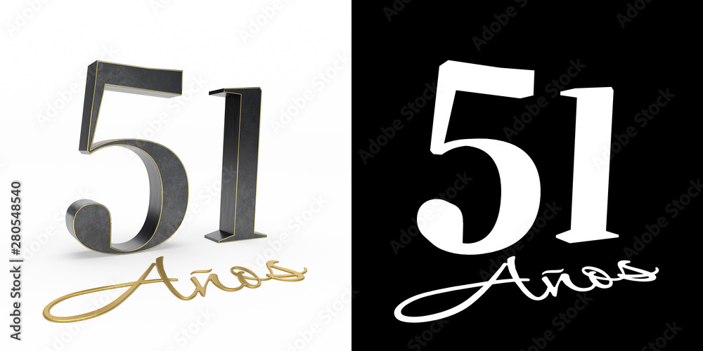 Fototapeta premium Inscription in Spanish. Golden number 51 years