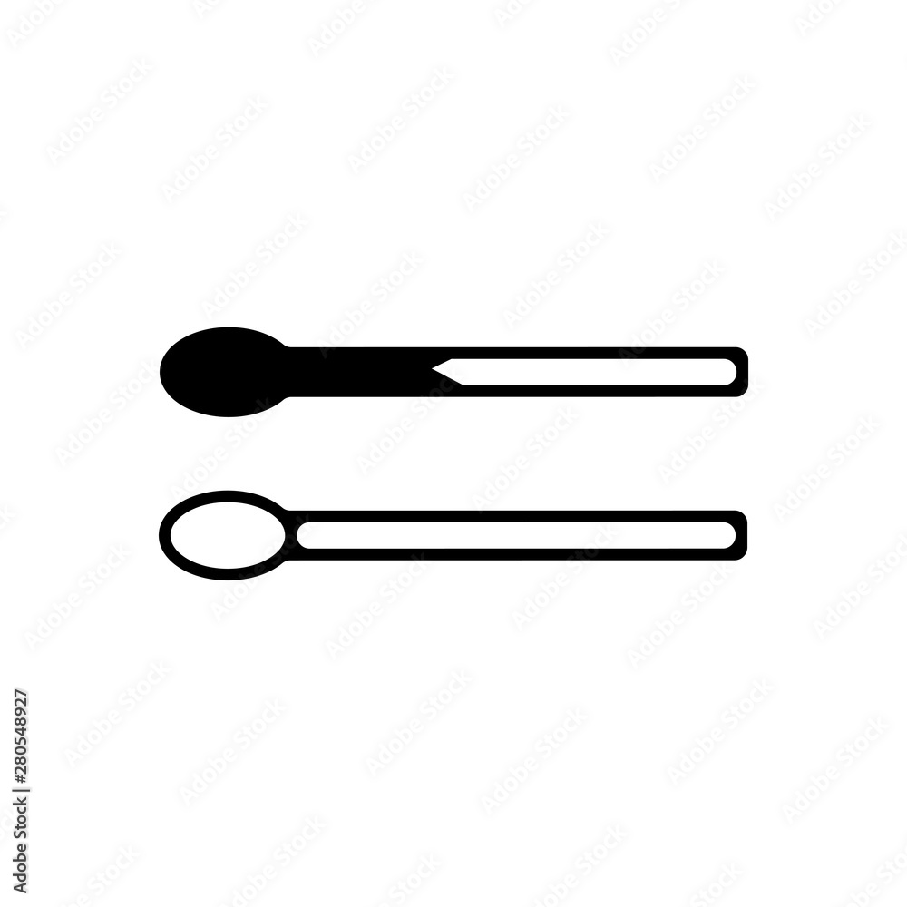 Icon set of half burnt and unlit safety matches. Outline style vector illustration. Isolated design element