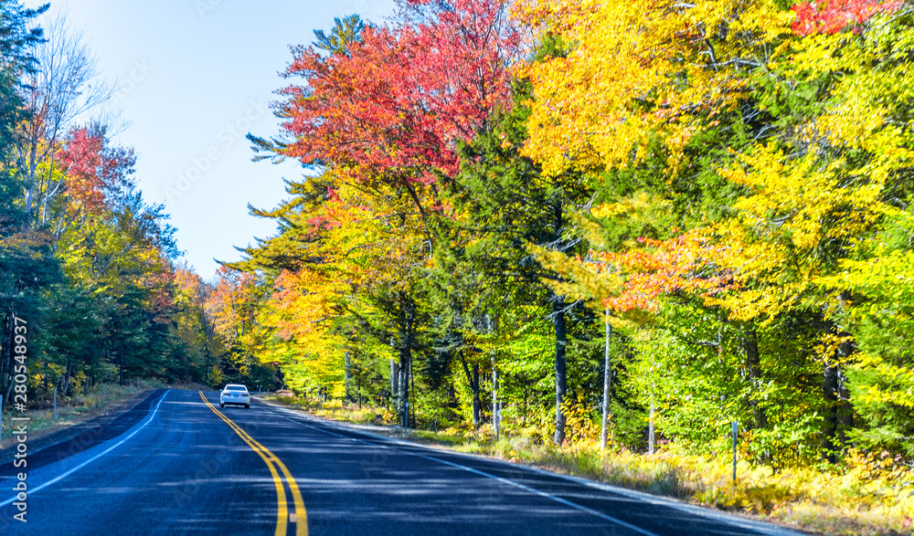 Obraz premium New England Road in Foliage Season, North East United States in October