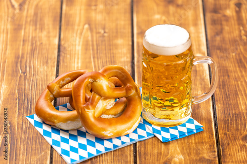 pretzel and beer for german oktoberfest