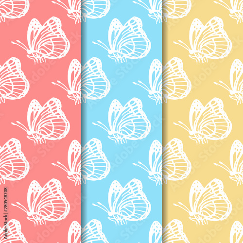 eamless vector pattern with butterflies