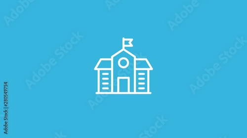 Public Building Line Icon Animation with Alpha stock video