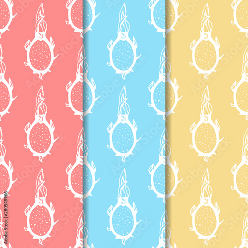 pitaya, pitahaya tropical fruit seamless pattern
