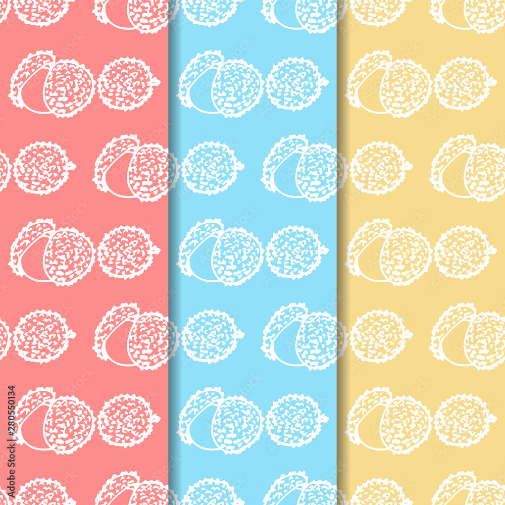Lychee tropical fruits seamless pattern