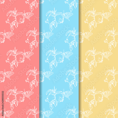 pomegranate fruit butterfly seamless pattern