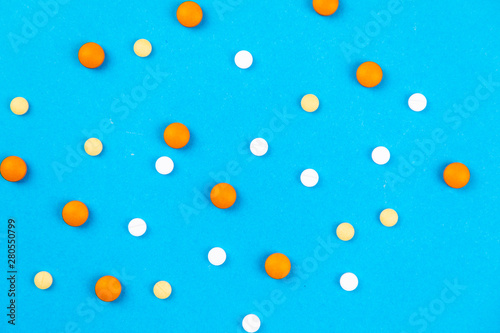 Wallpaper Mural Tablets medicaments on a blue background Torontodigital.ca