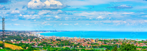 Panoramic view of Romagna coast or Riviera Romagnola, Cattolica Riccione Italy