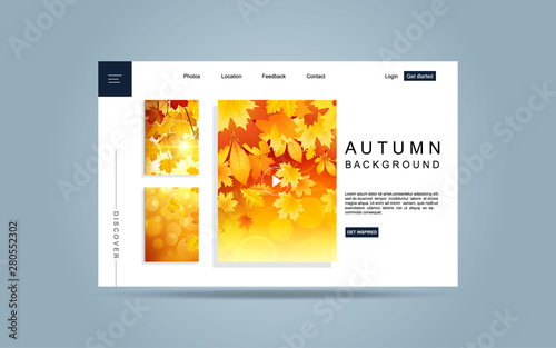 Landing Page, Website, Abstract Background Autumn Landscape template for website. Modern Minimal Eps 10