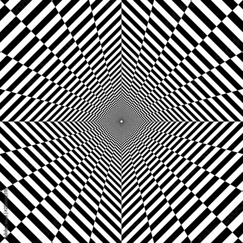 psychedelic tunnel, pattern in black and white, rhombus, optical illusion