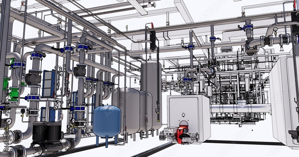 BIM model conceptual visualization of the utilities of the building BIM model conceptual visualization of the utilities of the building