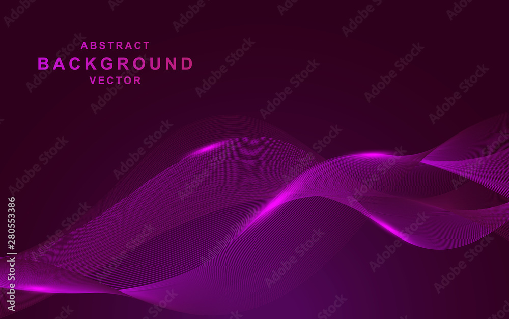 Abstract purple wave background with light screen. Futuristic background EPS10 vector