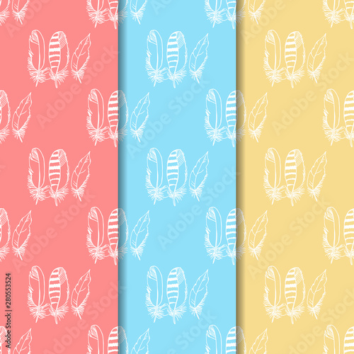 Fotografie Mockingjay feather seamless pattern hand drawn sketch