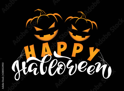 Happy Halloween - cute hand drawn doodle lettering art poster banner template