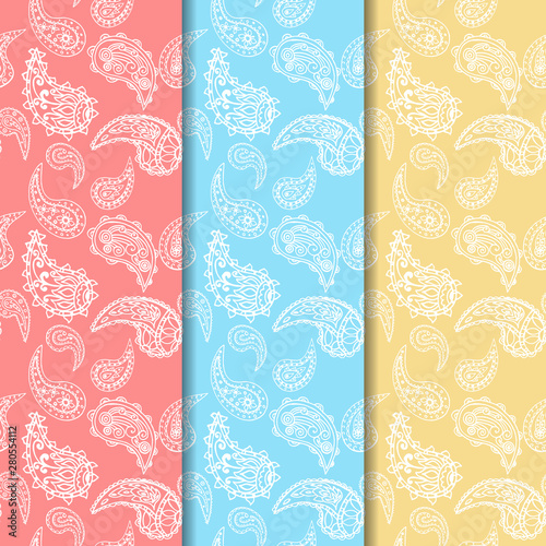 paisley seamless pattern, hand drawn indian cucumber, sketch