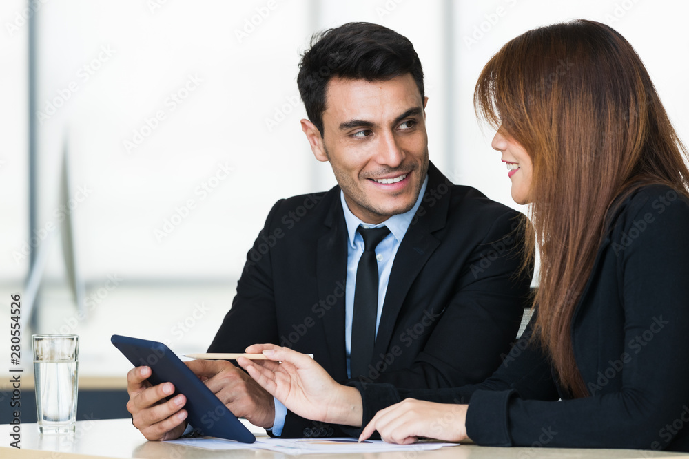 Business people use tablet computer.. Business people use tablet computer..