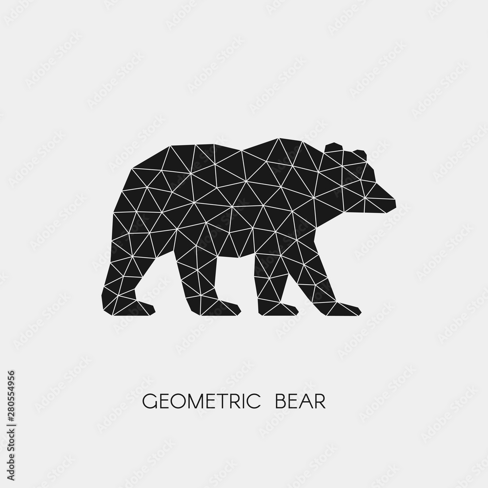 Obraz premium Geometric bear. Polygonal animal. Black silhouette. Vector illustration. 