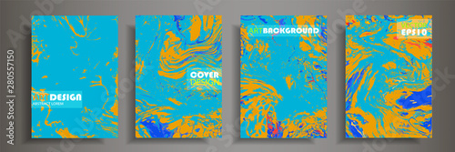 Modern design A4.Abstract marble texture of colored bright liquid paints.Splash of acrylic paints.Used design presentations, print,flyer,business cards,invitations, calendars,sites, packaging,cover.