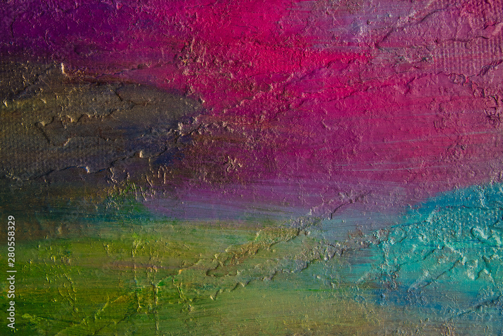 acrylic textural painting on canvas. bright colors. handwork