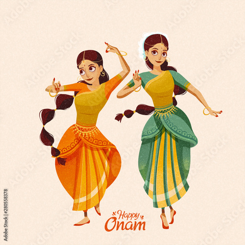 Happy Onam two beautiful dancers