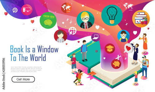 education book with isometric concept