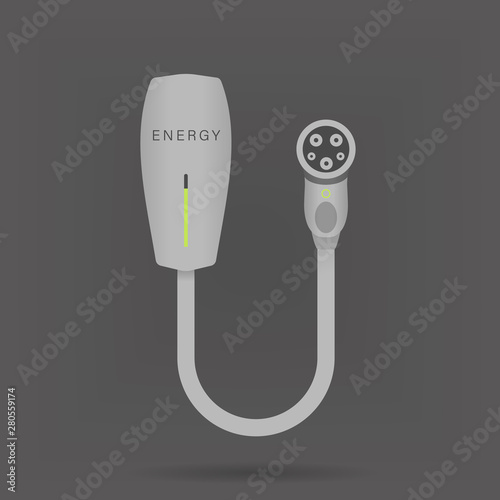Electric car wall charger. Small home charging station with a Type 1 SAE J1772 connector vector illustration