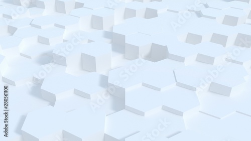 Beautiful White Hexagons. Computer Generated Abstract Design Background. 4k UHD 3840x2160 