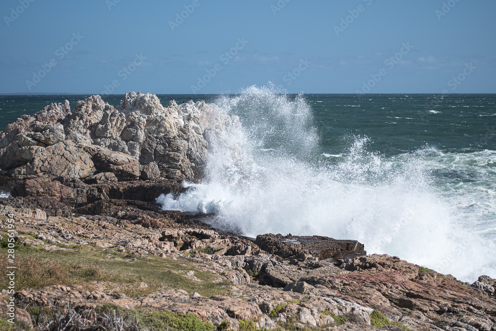 Large waves on a windy day at Hermanus, South Africa
